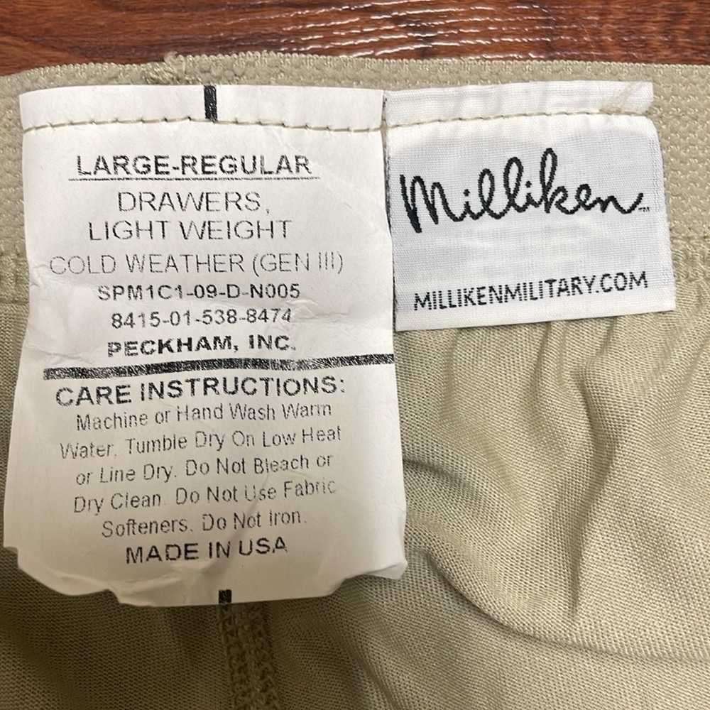 Milliken Military Lightweight Cold Weather Drawers size large - Picture 4 of 6